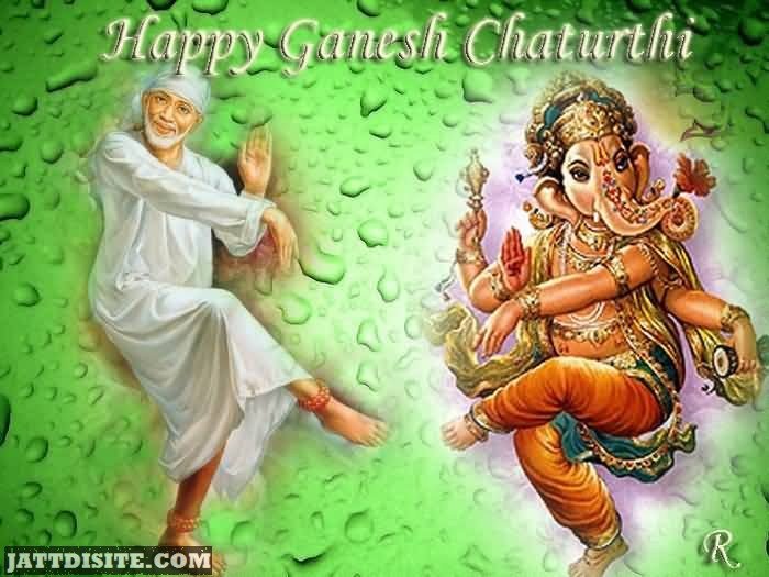 Happy Ganesh Chaturthi Sai Baba And Ganesha Graphic
